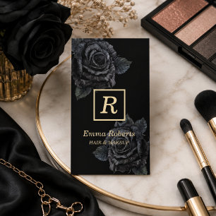 Monogramm Makeup & Hair Stylist Elegant Dark Flora Visitenkarte