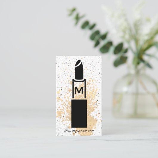Monogramm/Makeup-Lipstick Visitenkarte (Stehend Vorderseite)