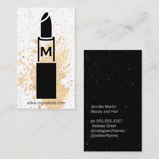 Monogramm/Makeup-Lipstick Visitenkarte (Vorne/Hinten)