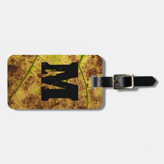 Monogramm-Makrobild Gelb und Braunblättrig Gepäckanhänger (Vorderseite horizontal)