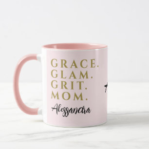 Monogramm-Mama-Zitat Inspirierend Pastellrosa Gold Tasse