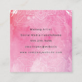 Monogramm | Mandala Print Watercolor Hintergrund Quadratische Visitenkarte (Rückseite)
