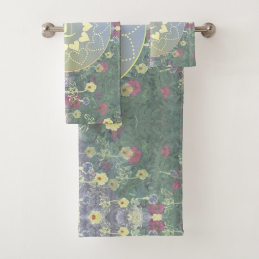 Monogramm Mandala und Wildblume Badhandtuch Set (Insitu)