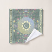Monogramm Mandala und Wildblume mit arabischem Sch Badhandtuch Set (Waschlappen)