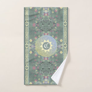 Monogramm Mandala und Wildblume mit arabischem Sch Handtuch