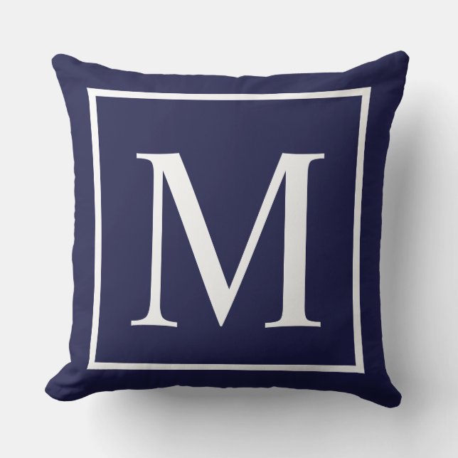 Monogramm Marine blau anpassen Kissen (Vorderseite)