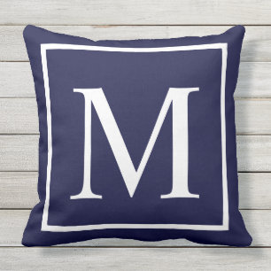 Monogramm Marine blau anpassen Kissen