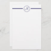 Monogramm (Marine) Briefpapier (Vorne/Hinten)