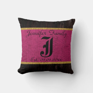 Monogramm Marine Rustikale Jute Leinen Holz Optik Kissen