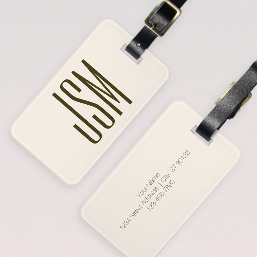 Monogramm, Marke oder Firmenname | Off-white Brown Gepäckanhänger