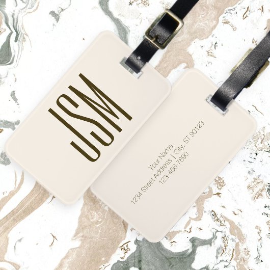 Monogramm, Marke oder Firmenname | Off-white Brown Gepäckanhänger