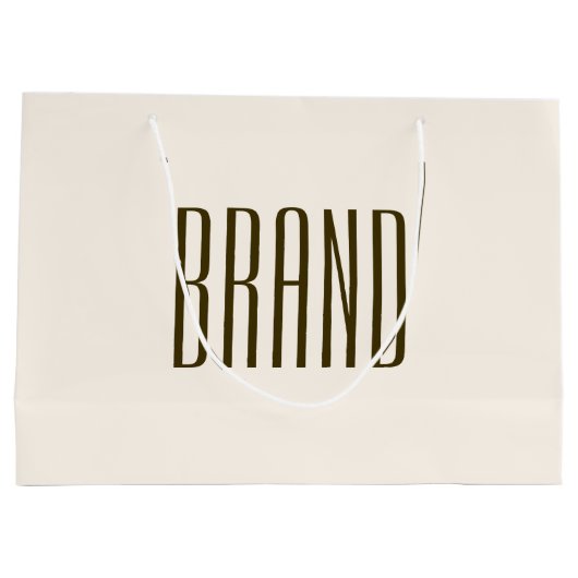 Monogramm, Marke oder Firmenname | Off-white Brown Große Geschenktüte (Rückseite)