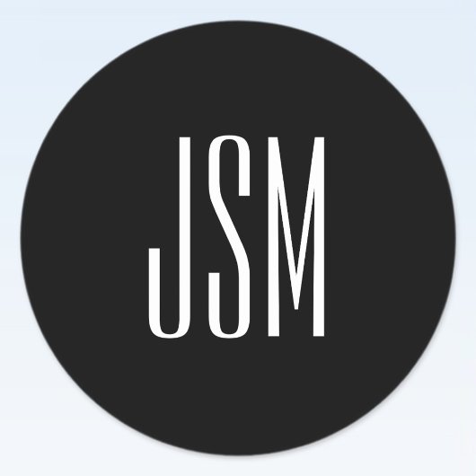 Monogramm, Marke oder Firmenname | Schwarz und Wei Runder Aufkleber