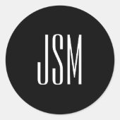 Monogramm, Marke oder Firmenname | Schwarz und Wei Runder Aufkleber (Vorderseite)