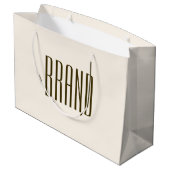 Monogramm, Marke oder Firmenname | Weißbraun Große Geschenktüte (Rückseite Schrägansicht)