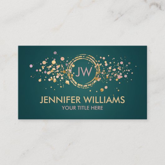 Monogramm - Marmor aus Rose und Spritzer aus Gold Visitenkarte (Vorderseite)