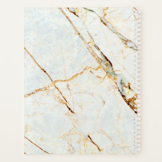 Monogramm Marmor Elegant White Gold 8.5x11 Planner Planer (Rückseite)