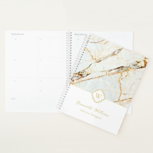 Monogramm Marmor Elegant White Gold 8.5x11 Planner Planer (Anzeige)