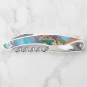 Monogramm Marmor geode Pfauenfarben Granit Chic Kellnermesser (Rückseite)