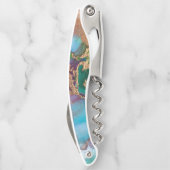 Monogramm Marmor geode Pfauenfarben Granit Chic Kellnermesser (Rückseite)