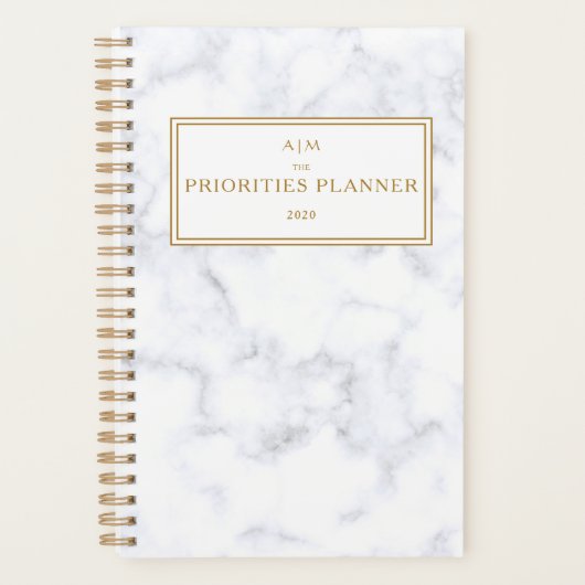 Monogramm Marmor Golden the Priorities Planner Planer (Vorderseite)