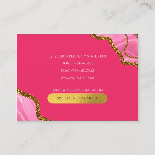 Monogramm-Marmor mit rosa und goldfarbenem Agate G Visitenkarte (Rückseite)