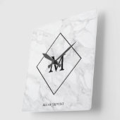 Monogramm-Marmor Quadratische Wanduhr (Winkel)