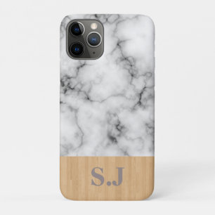 Monogramm-Marmor- und Holzstruktur Case-Mate iPhone Hülle