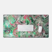 Monogramm Marmor Whimsical Niedlich Green Abstrakt Schreibtischunterlage (Tastatur & Maus)