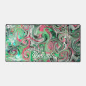 Monogramm Marmor Whimsical Niedlich Green Abstrakt Schreibtischunterlage (Vorderseite)