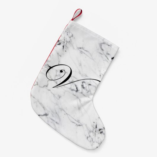 Monogramm-Marmorbeschaffenheit des Buchstaben V Kleiner Weihnachtsstrumpf (Vorderansicht (hängend))