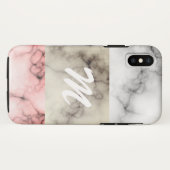Monogramm-Marmorfarbblöcke Case-Mate iPhone Hülle (Rückseite (Horizontal))
