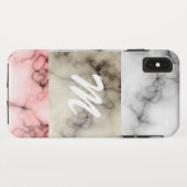 Monogramm-Marmorfarbblöcke Case-Mate iPhone Hülle (Rückseite (Horizontal))
