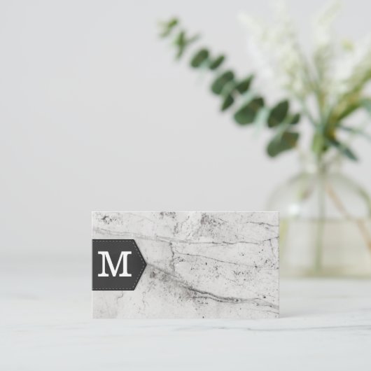 Monogramm | Marmorledergewebe Visitenkarte (Stehend Vorderseite)