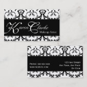 Monogramm-Maskenbildner-Visitenkarte-Damast Visitenkarte (Vorne/Hinten)