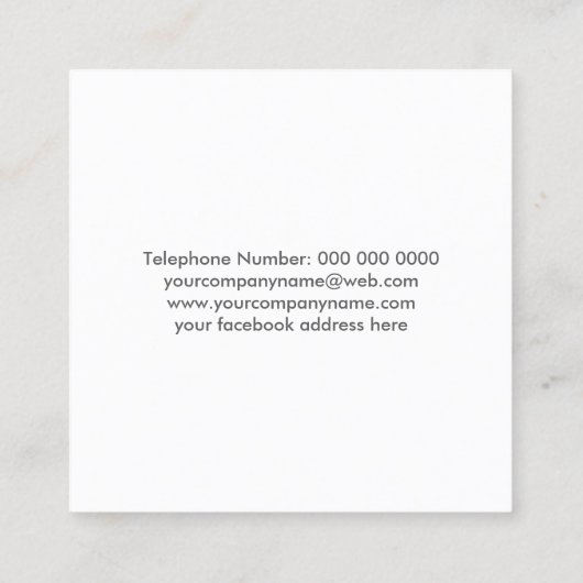 Monogramm-Maskenbildner-Visitenkarten Quadratische Visitenkarte (Rückseite)