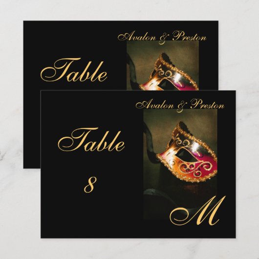 Monogramm Masquerade Platzkarte Postkarte (Vorne/Hinten)