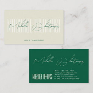 Monogramm MASSAGE THERAPEUT modern script Visitenkarte