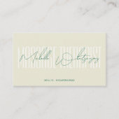 Monogramm MASSAGE THERAPEUT modern script Visitenkarte (Vorderseite)