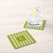 Monogramm Matcha-Lime-Grün Fettes Wellenmuster Rechteckiger Pappuntersetzer (Vor Ort)