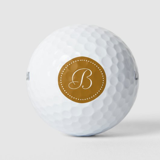 Monogramm Mattgold mit Punkten Golfball (Vorderseite)