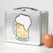 Monogramm-mattierte Bier-Tasse und Name Metall Brotdose (Beispiel)