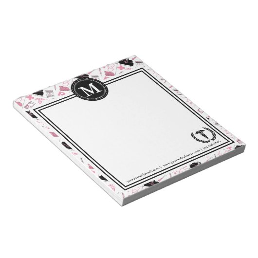 Monogramm - Medizinisches Design - rosa Notepad Notizblock (angewinkelt)