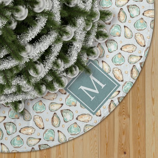 Monogramm-Meeresschalen-Weihnachtsbaum-Unterlage Polyester Weihnachtsbaumdecke