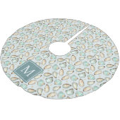 Monogramm-Meeresschalen-Weihnachtsbaum-Unterlage Polyester Weihnachtsbaumdecke (Schrägansicht)