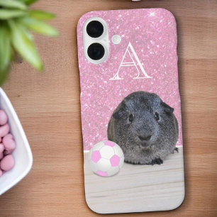 Monogramm Meerschweinchen Rosa Fußball Rose Gold iPhone 16 Plus Hülle