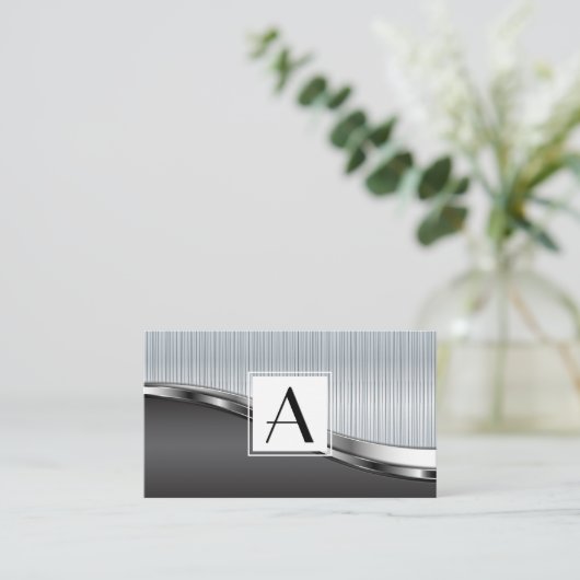 Monogramm Metall mit Rivets Hintergrund Visitenkarte (Stehend Vorderseite)