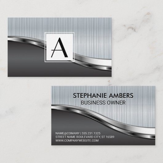 Monogramm Metall mit Rivets Hintergrund Visitenkarte (Vorne/Hinten)