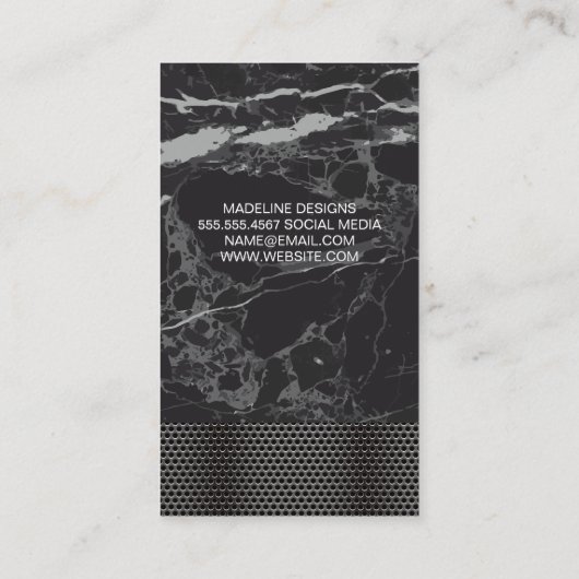 Monogramm | Metallgerüst | Schwarzer Marmor Visitenkarte (Rückseite)