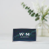 Monogramm | Metallgrenze | Finanzielle Übersicht Visitenkarte (Stehend Vorderseite)